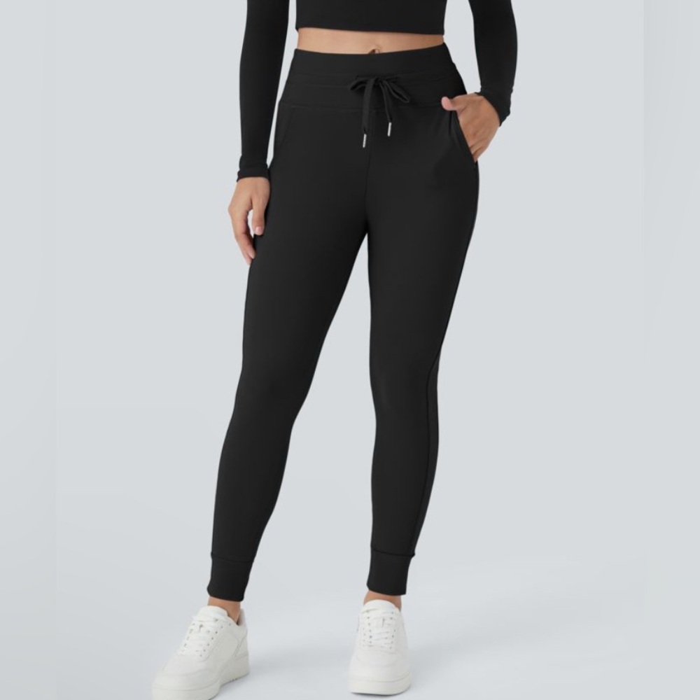 Halara Softlyzero High Waisted Drawstring Side Pocket Plain Full Length Joggers